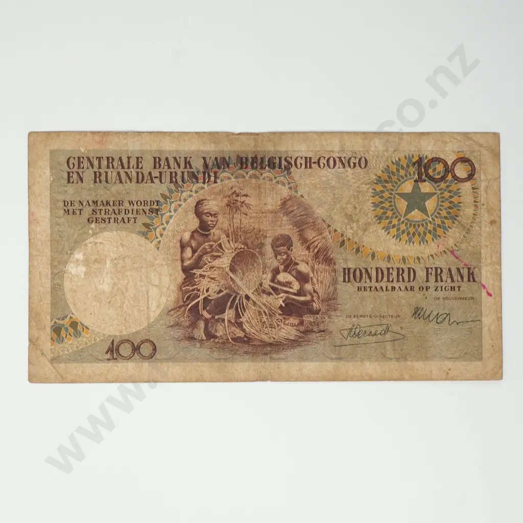 BELGIAN CONGO 100 francs, 1955, VG Image 1++
