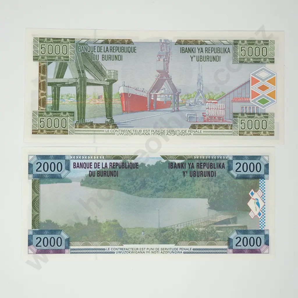 BURUNDI Two notes, AUNC Image 1++