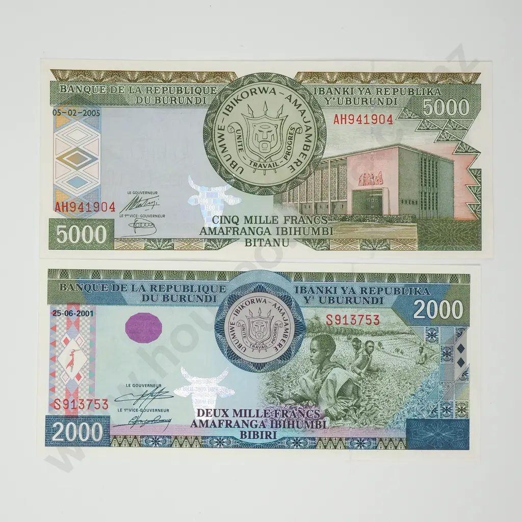 BURUNDI Two notes, AUNC Image 1++