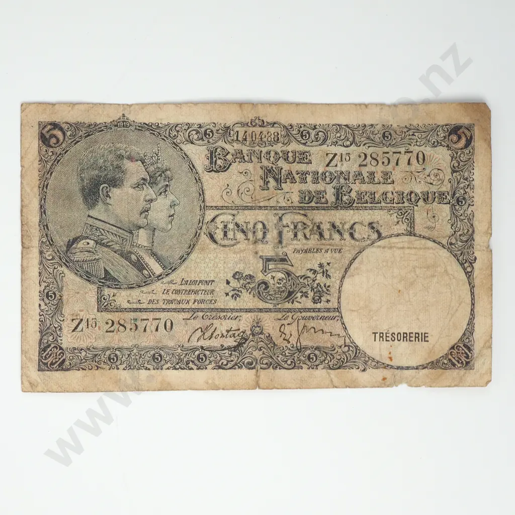 BELGIUM 5 francs, 1938 ( error date 1988 ), VG Image 1++