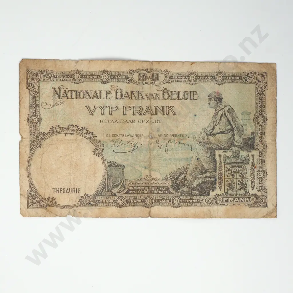 BELGIUM 5 francs, 1938 ( error date 1988 ), VG Image 1++