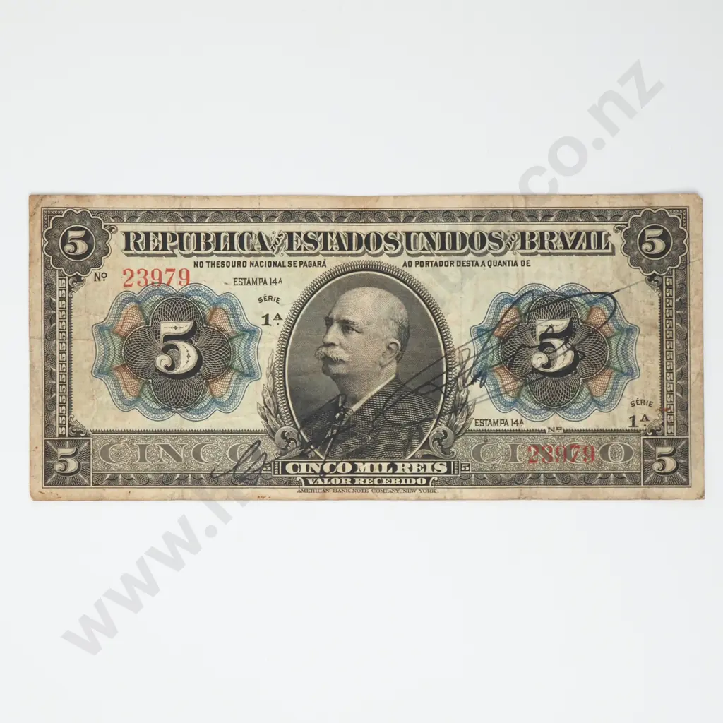 BRAZIL 5 reis, 1913, F Image 1++