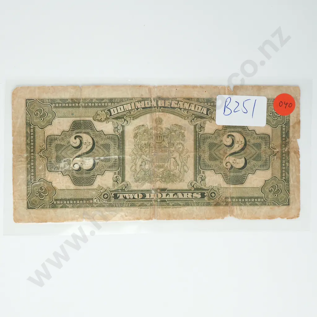 CANADA 2 dollars, 1923, VG ( laminated ) Image 1++