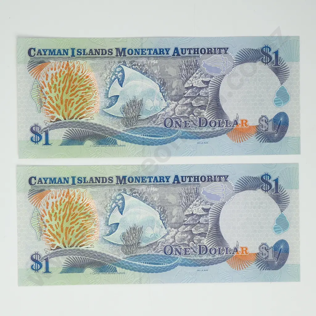 CAYMAN ISLANDS 1 dollar consecutively numbered pair, 1998, UNC Image 1++