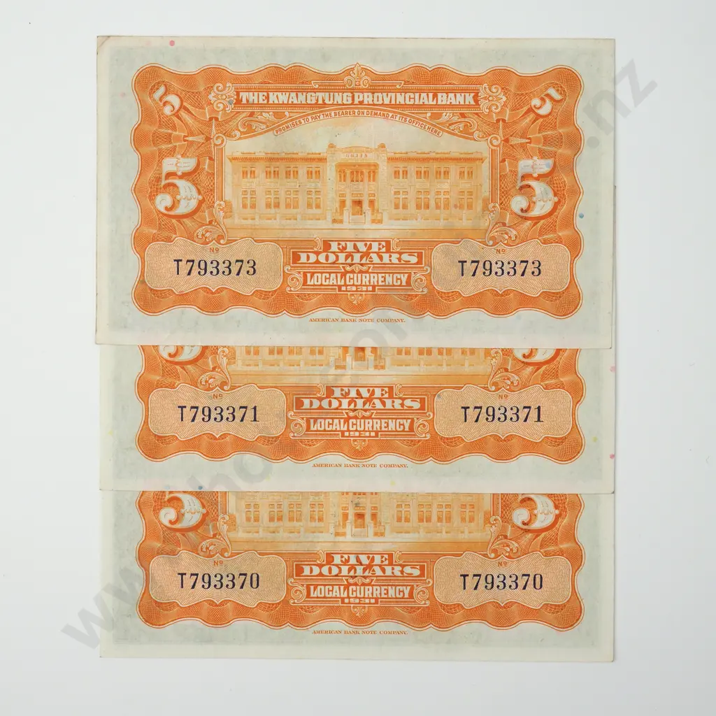 CHINA Kwangtung Provincial Bank Three notes, 1931 Image 1++