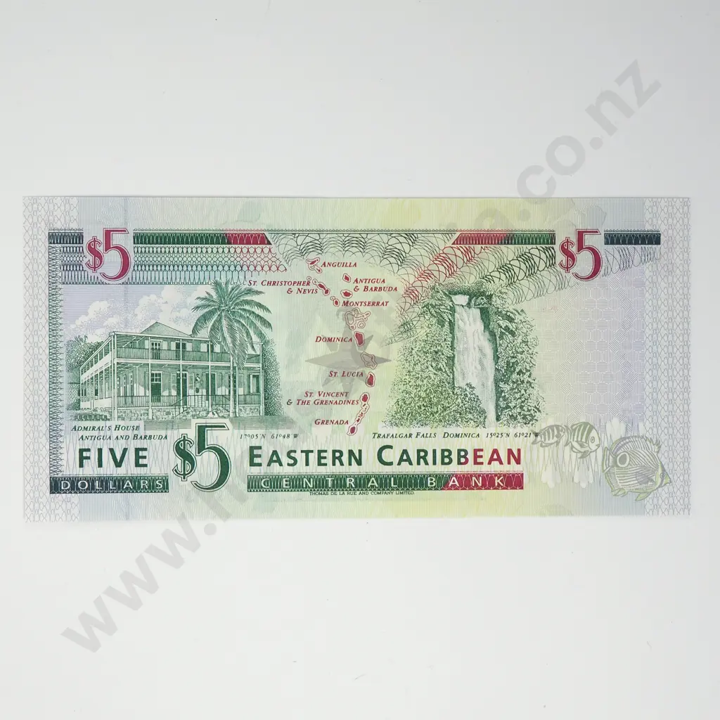 EASTERN CARIBBEAN CENTRAL BANK 5 dollars, 1994, UNC Image 1++