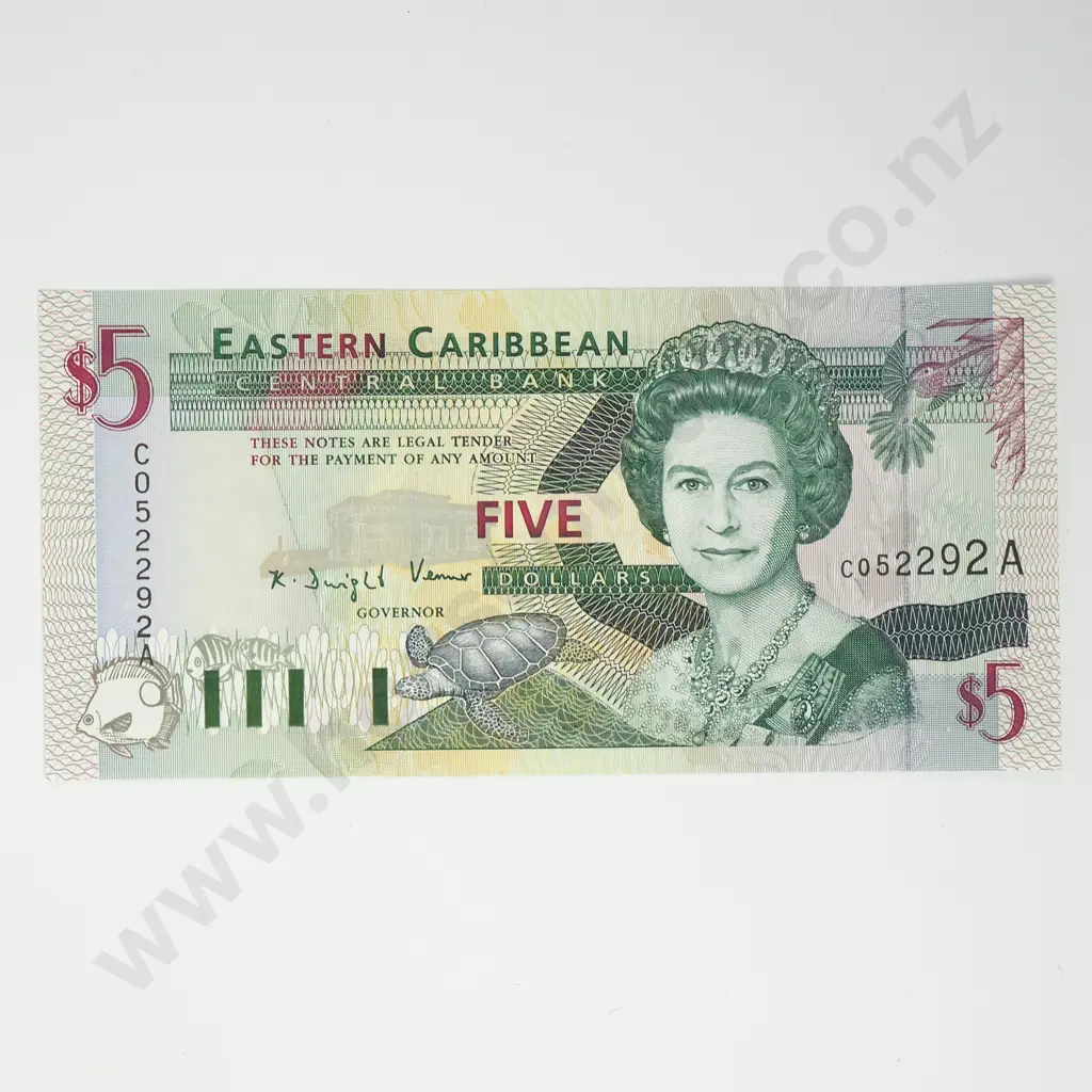 EASTERN CARIBBEAN CENTRAL BANK 5 dollars, 1994, UNC Image 1++