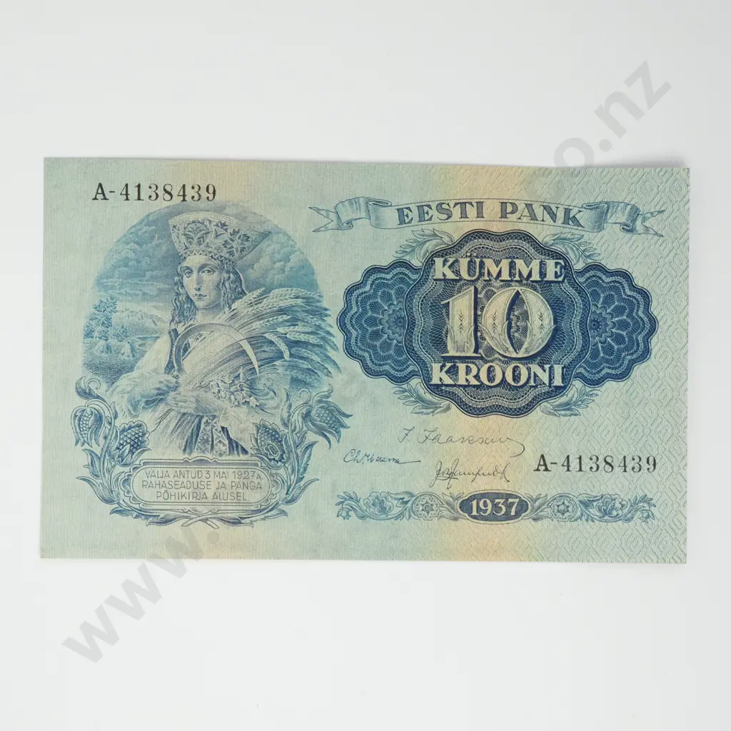 ESTONIA 10 krooni, 1937, A.UNC Image 1++