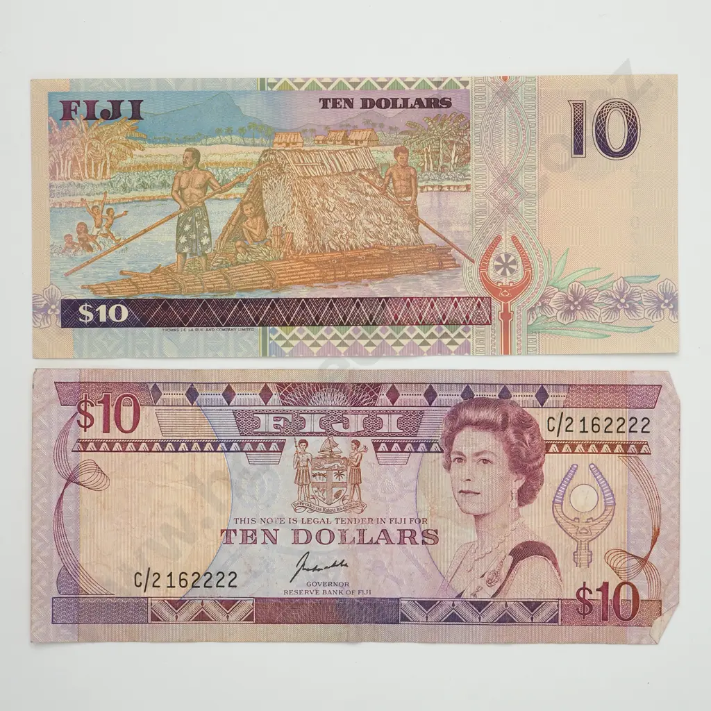 FIJI Two 10 dollar notes Image 1++