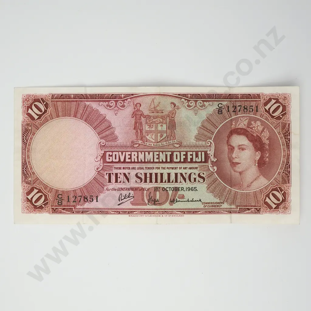 FIJI 10 shillings, 1965, VF Image 1++