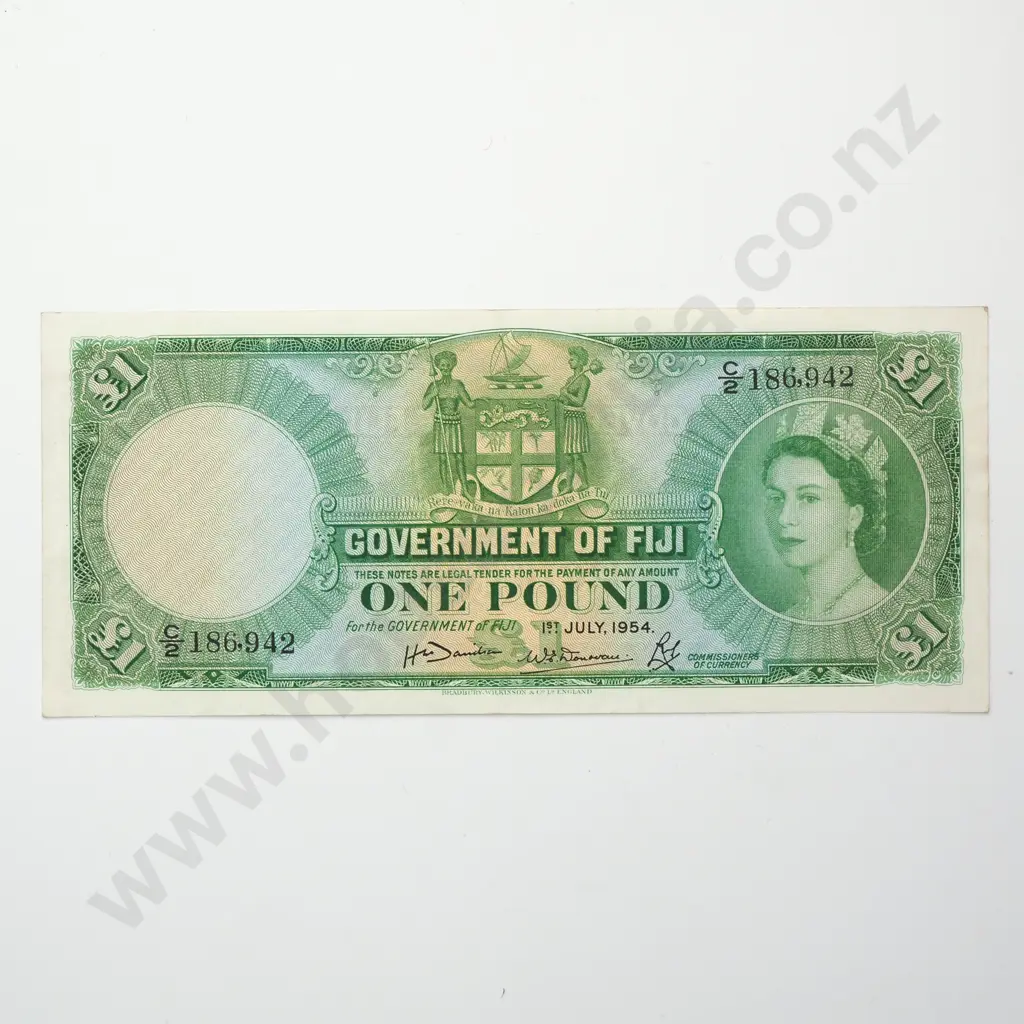 FIJI 1 pound, 1954, AUNC Image 1++