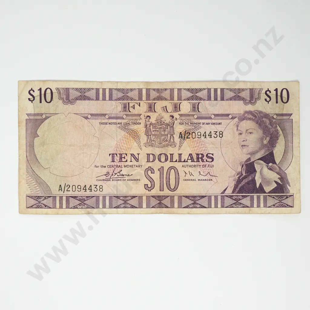 FIJI 10 dollars ( Barnes Craik ), 1974, F Image 1++
