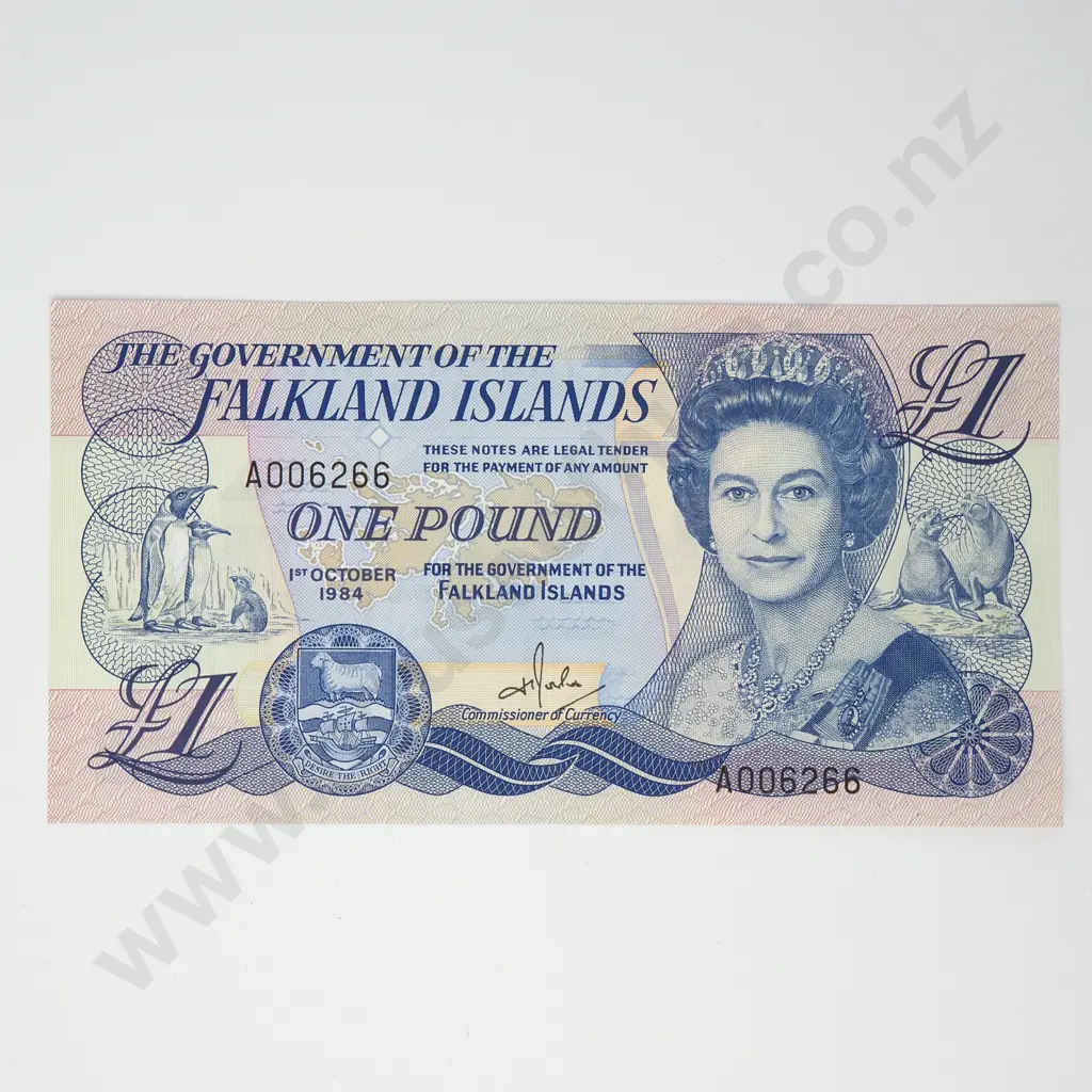 FALKLAND ISLANDS Low serial 1 pound, 1984, Better Grade Image 1++