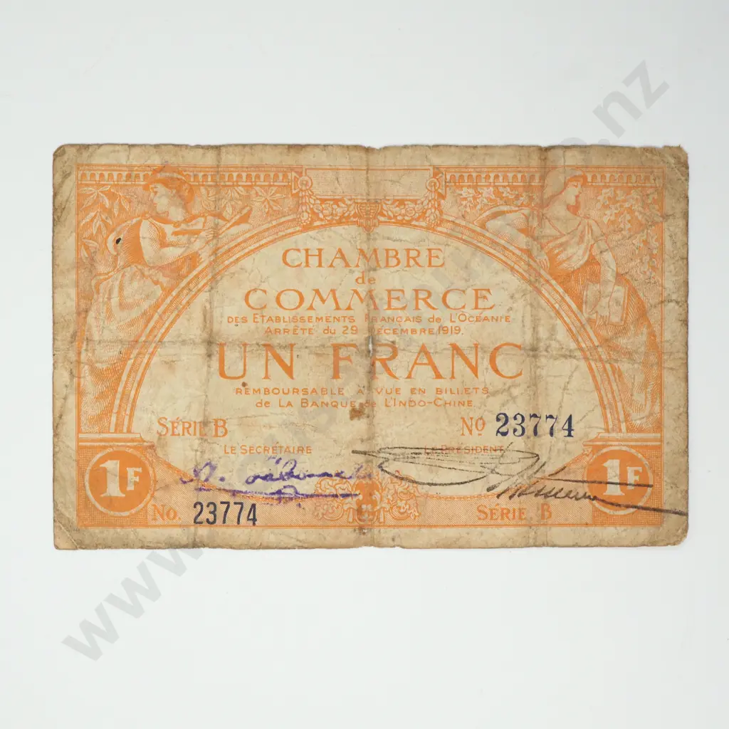 FRENCH OCEANIA 1 franc, 1919, G Image 1++
