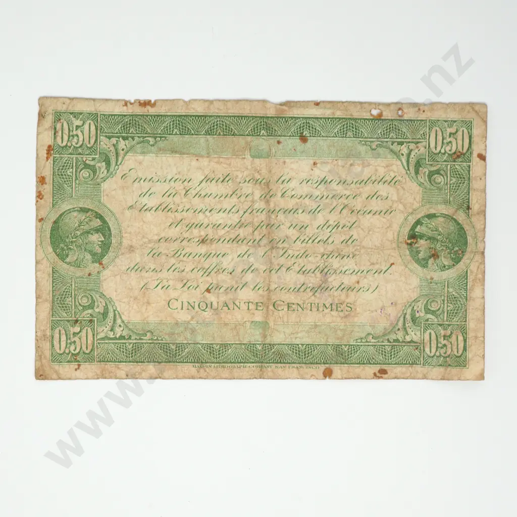 FRENCH OCEANIA 50 centimes, 1919, VG Image 1++