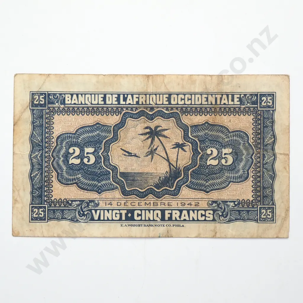 FRENCH WEST AFRICA 25 francs, 1942, F Image 1++