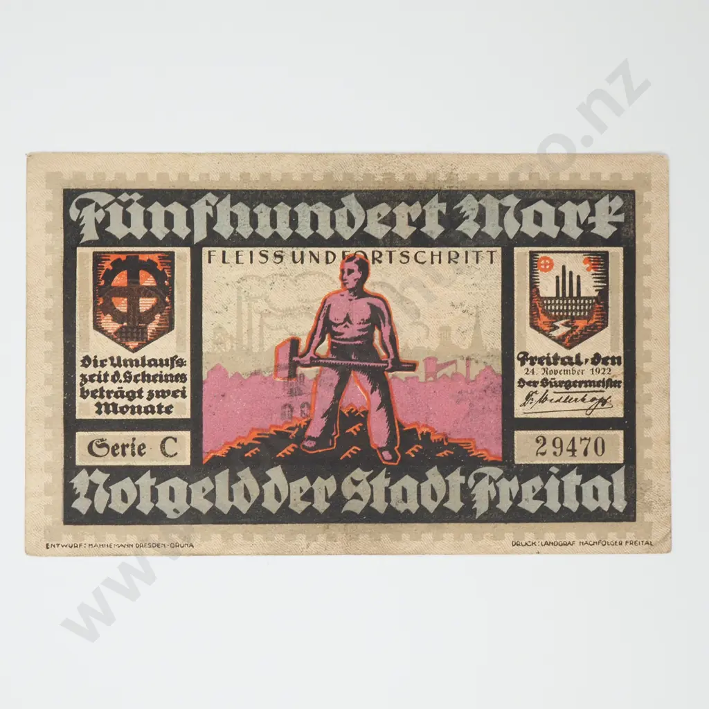 1922 German Hyper Inflation Banknote - Five Hundred Marks Image 1++