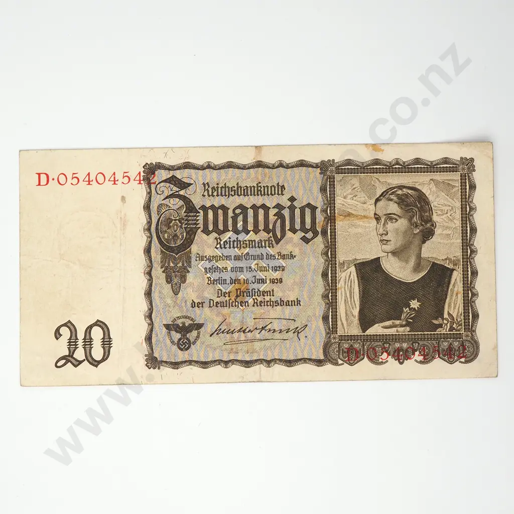 GERMANY 20 reichsmark, 1939, FINE Image 1++