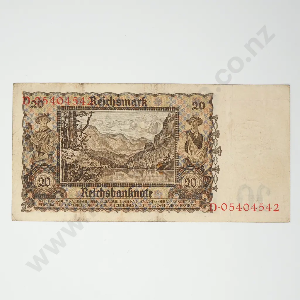 GERMANY 20 reichsmark, 1939, FINE Image 1++