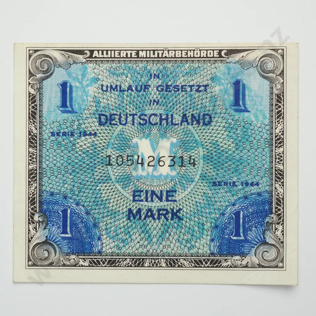 GERMANY 1 mark military currency, 1944, A.UNC Image 1++