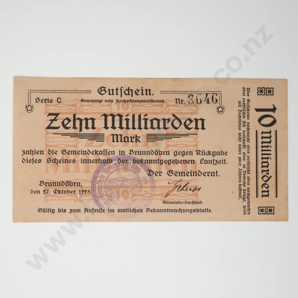 1923 German Hyperinflation Banknote - 10 Million Marks Image 1++