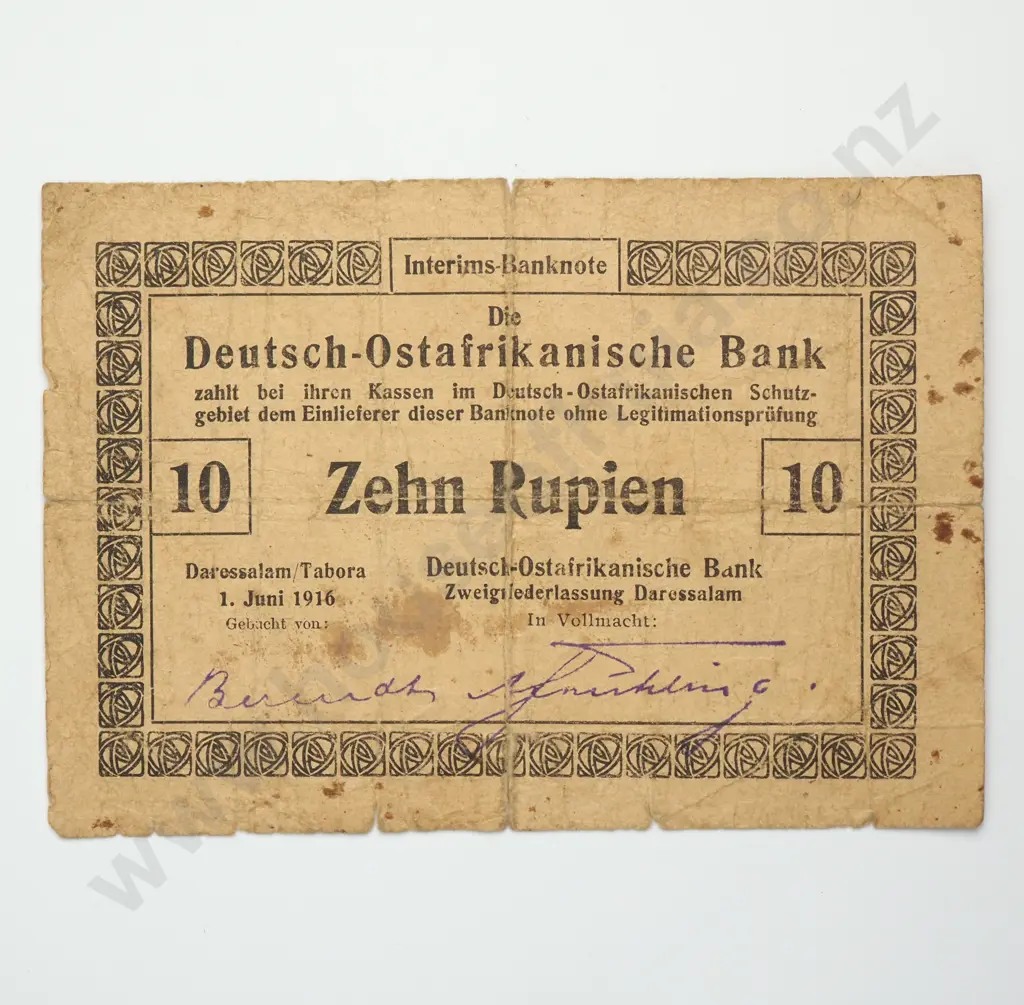 GERMAN EAST AFRICA 10 rupien, 1916, VG Image 1++
