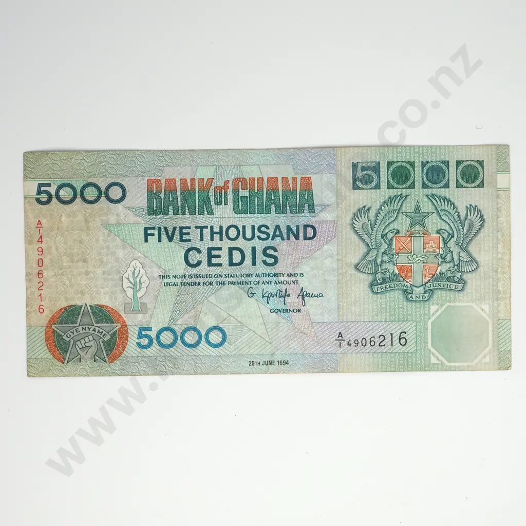 GHANA 5000 cedis, 1994, VF Image 1++