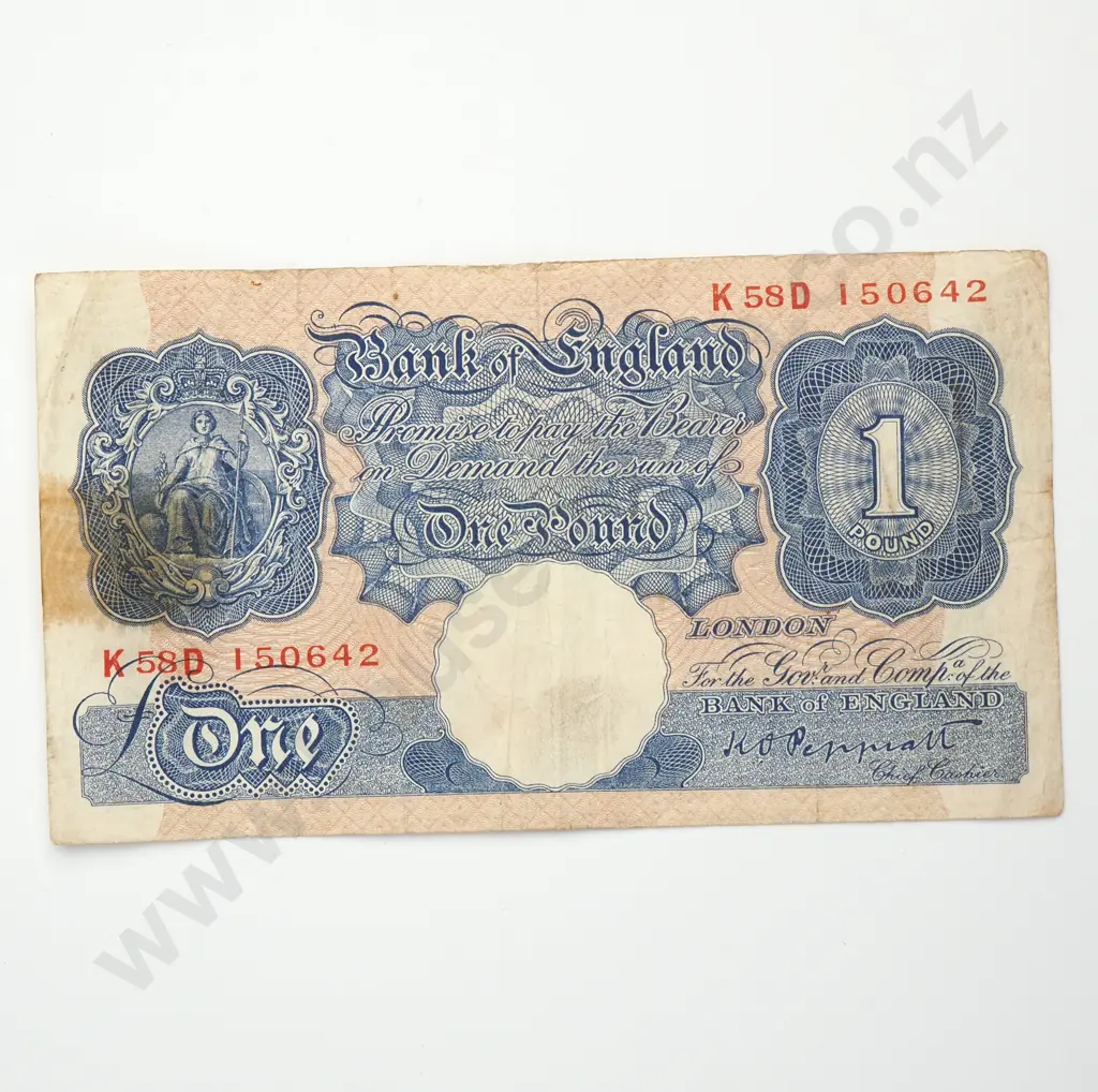 GREAT BRITAIN 1 pound, 1940-1948, F ( tape residue ) Image 1++