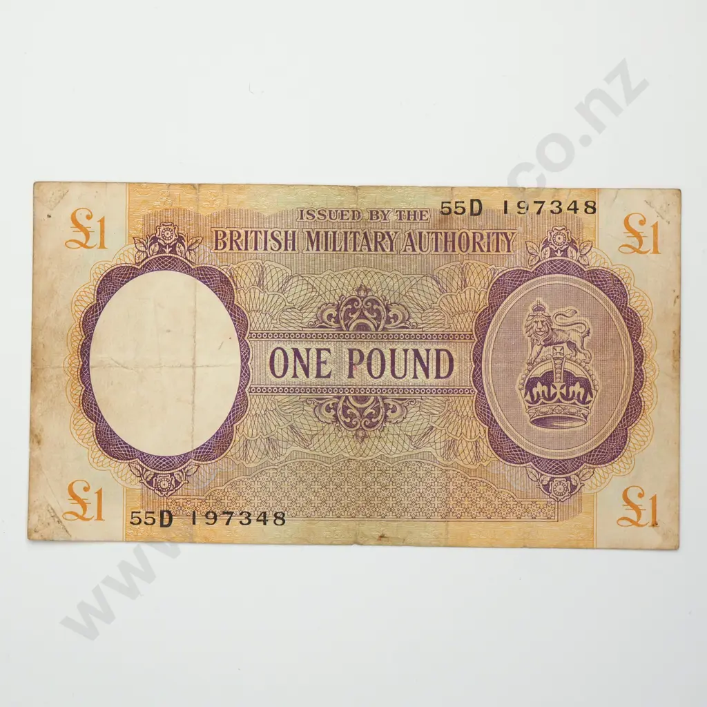 GREAT BRITAIN 1 pound military currency, 1943-1945, F ( writing on back ) Image 1++
