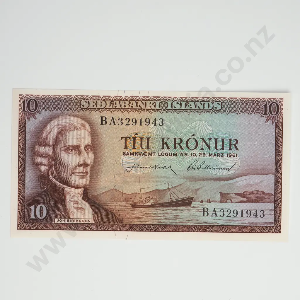 ICELAND 10 kronur, 1961, UNC Image 1++