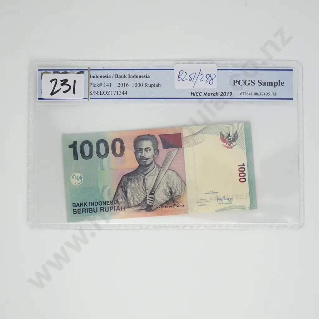 PCGS Slabbed - 2016 Indonesia 1000 Rupiah Banknote Image 1++