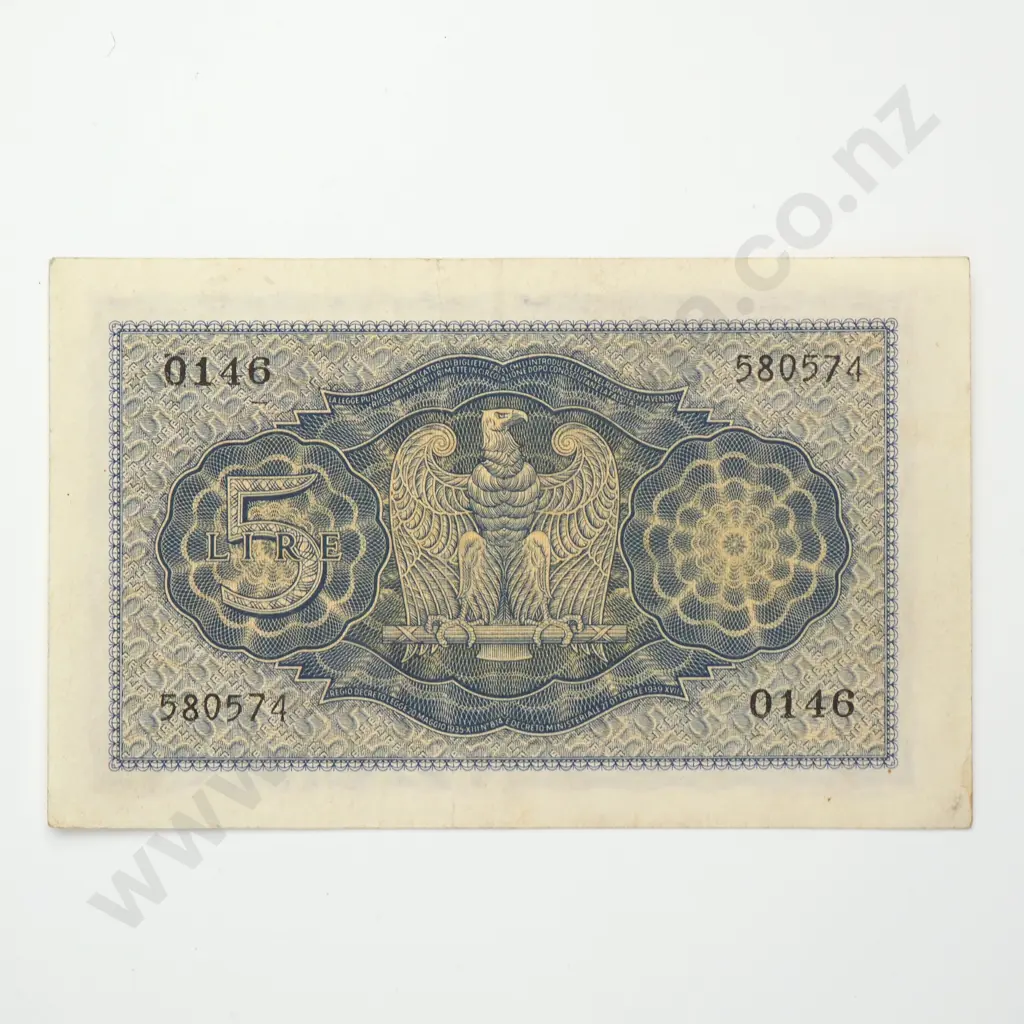ITALY 5 lire, 1940, EF Image 1++