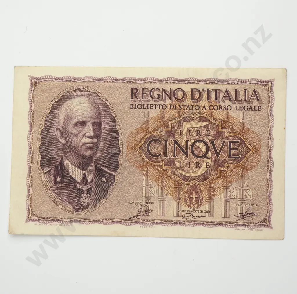ITALY 5 lire, 1940, EF Image 1++