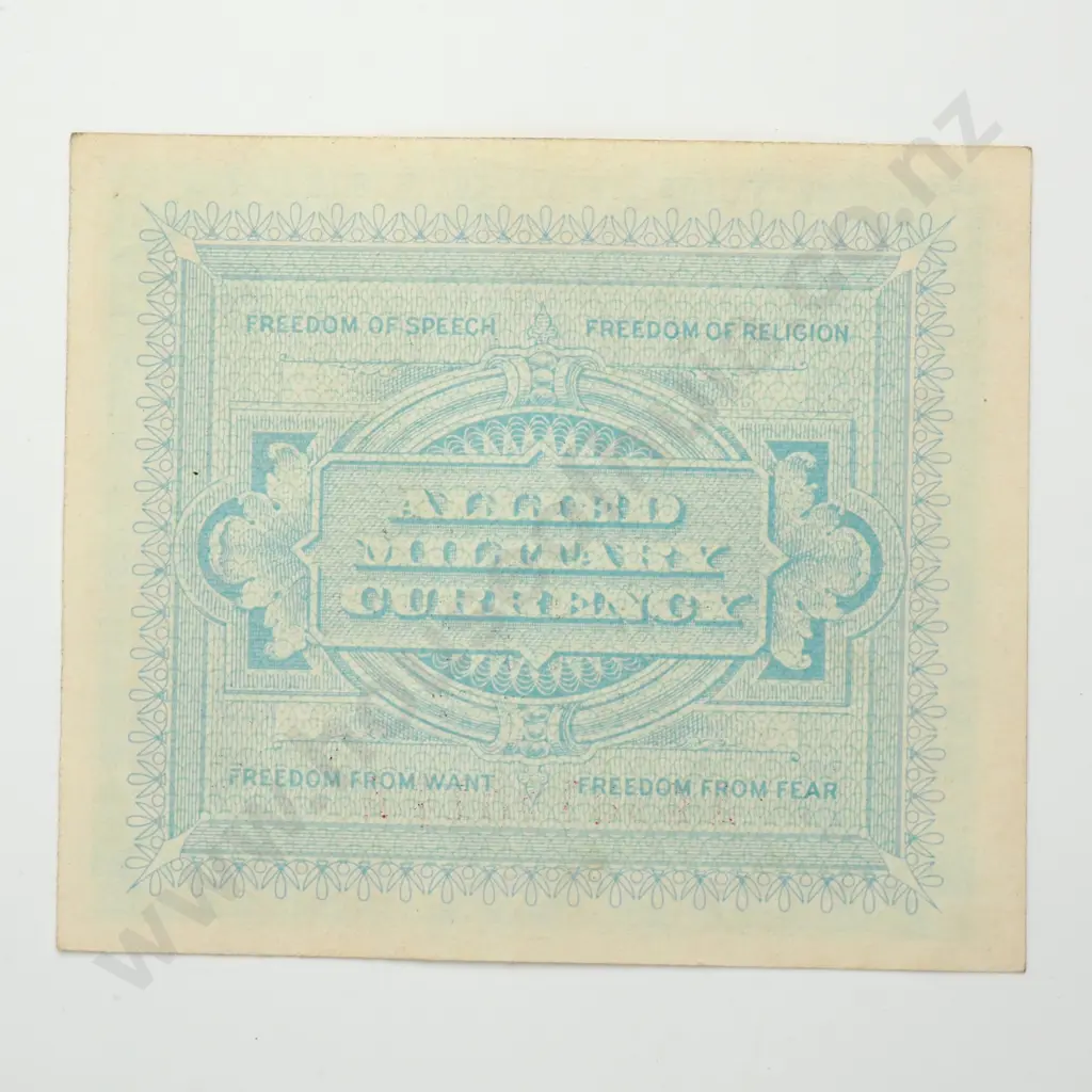 ITALY 5 lira military currency, 1943 "A", UNC Image 1++