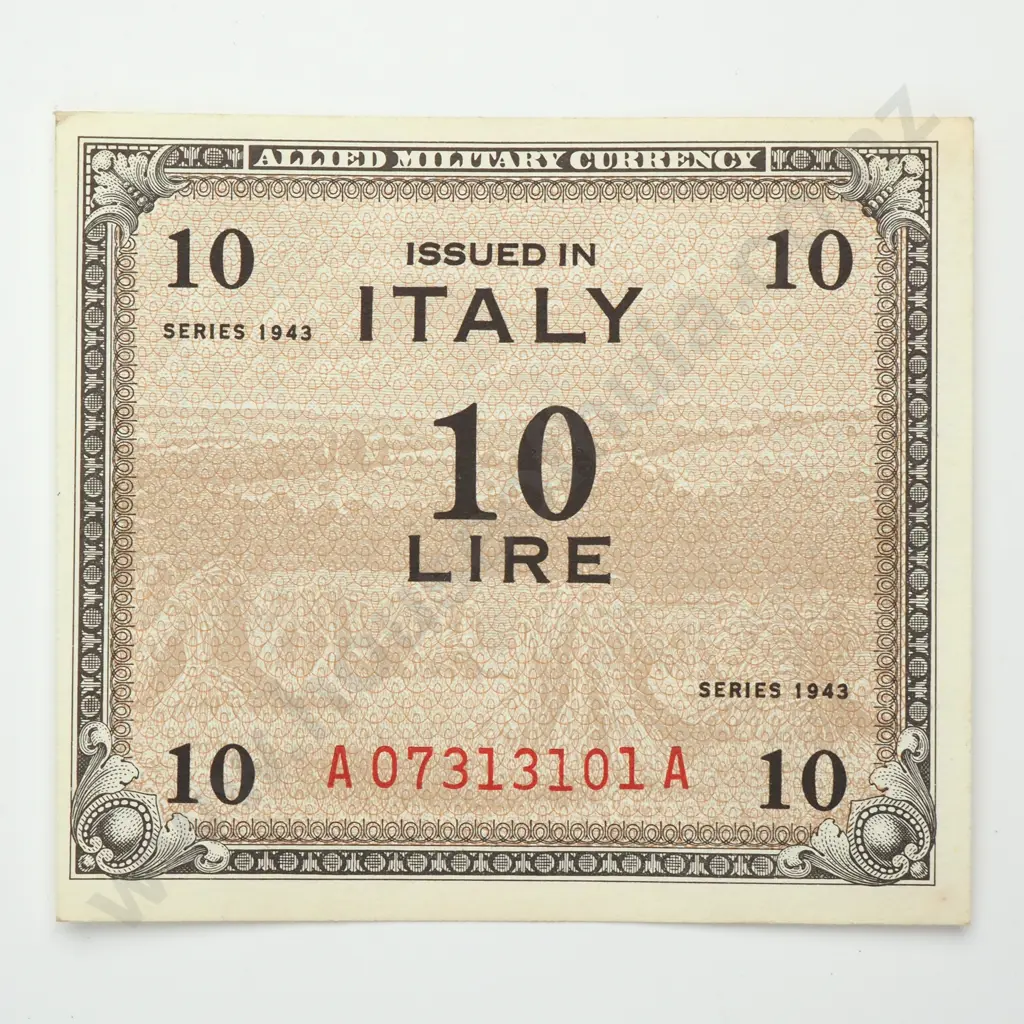 ITALY 10 lira military currency, 1943, UNC Image 1++