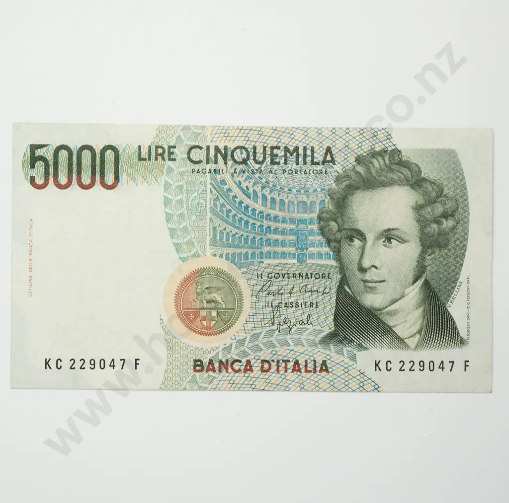 ITALY 5000 lire, 1985, A.UNC Image 1++