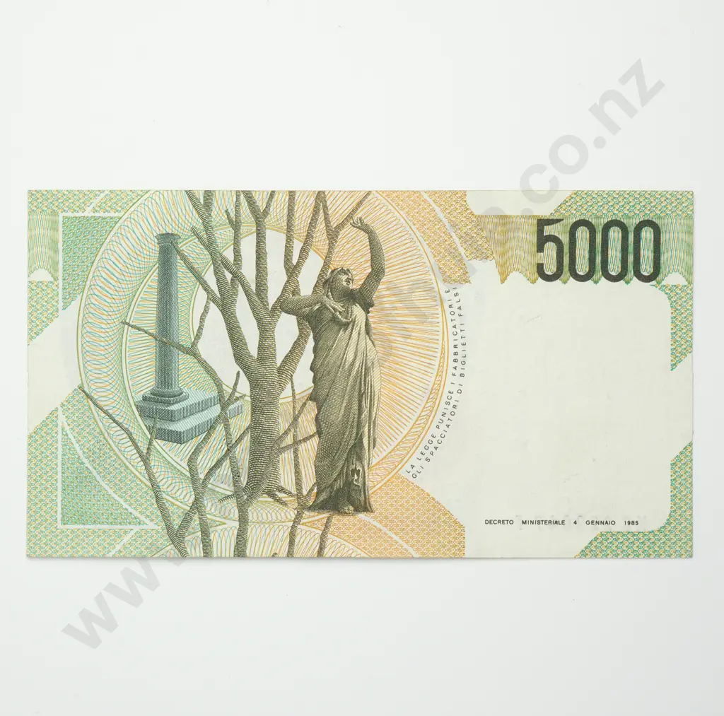 ITALY 5000 lire, 1985, A.UNC Image 1++