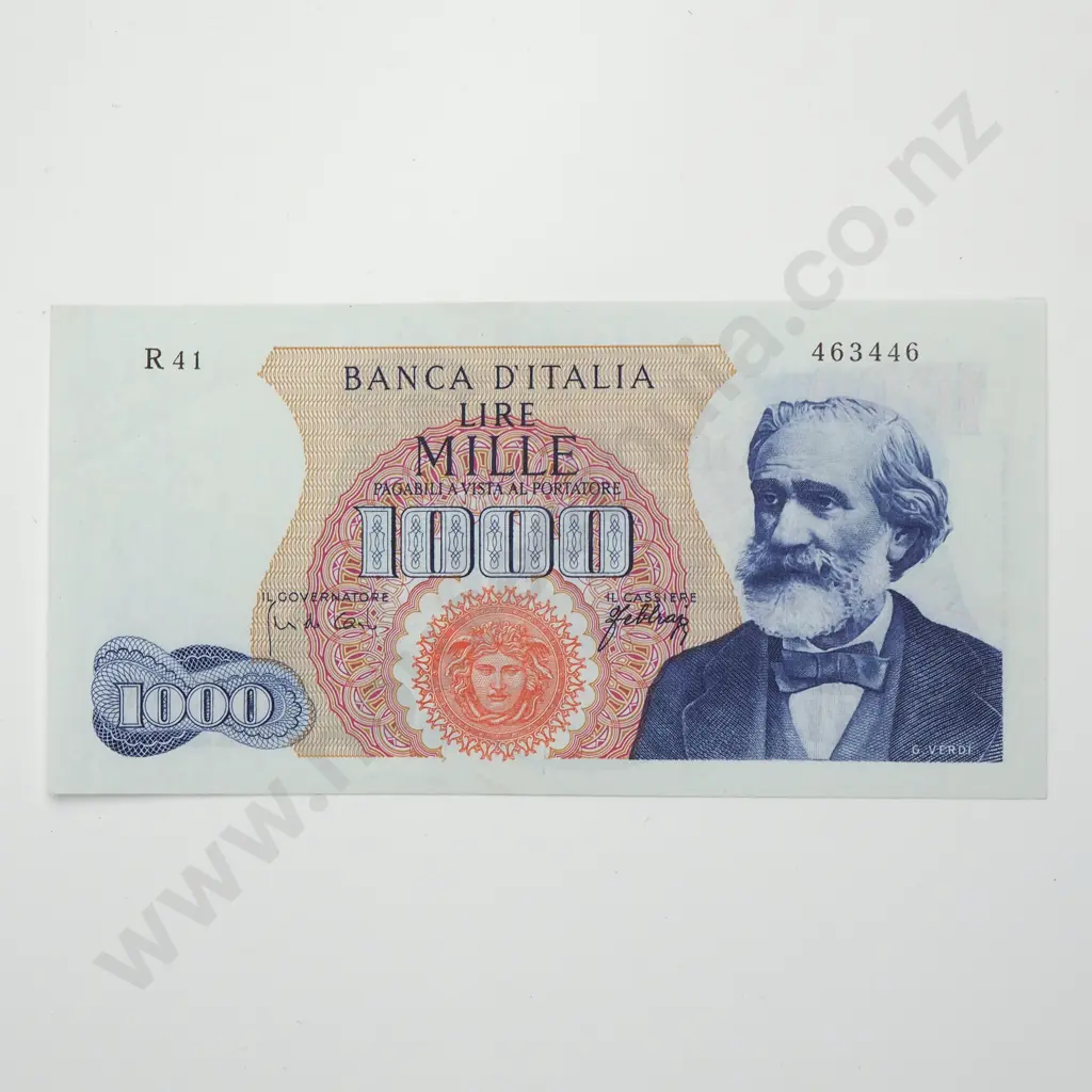 ITALY 1000 lire, 1965-1966, A.UNC Image 1++