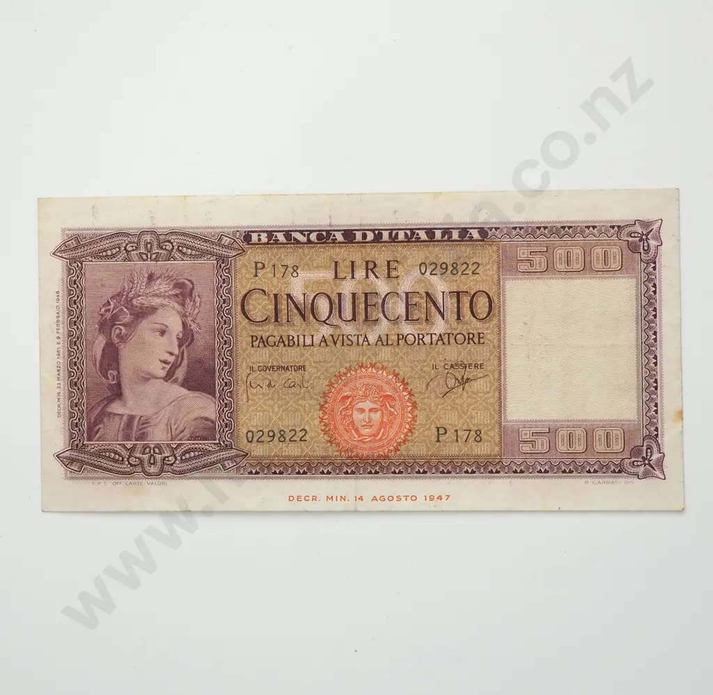 ITALY 500 lire, 1958, F Image 1++