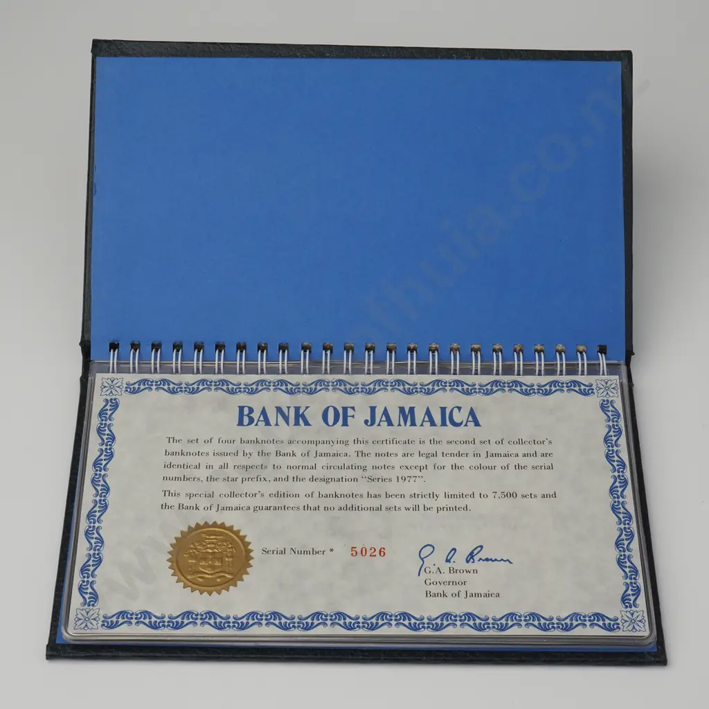 JAMAICA Bank of Jamaica set of four UNCIRCULATED notes, 1977, $1-$10, each with serial number 5026, with matching set of Image 1++