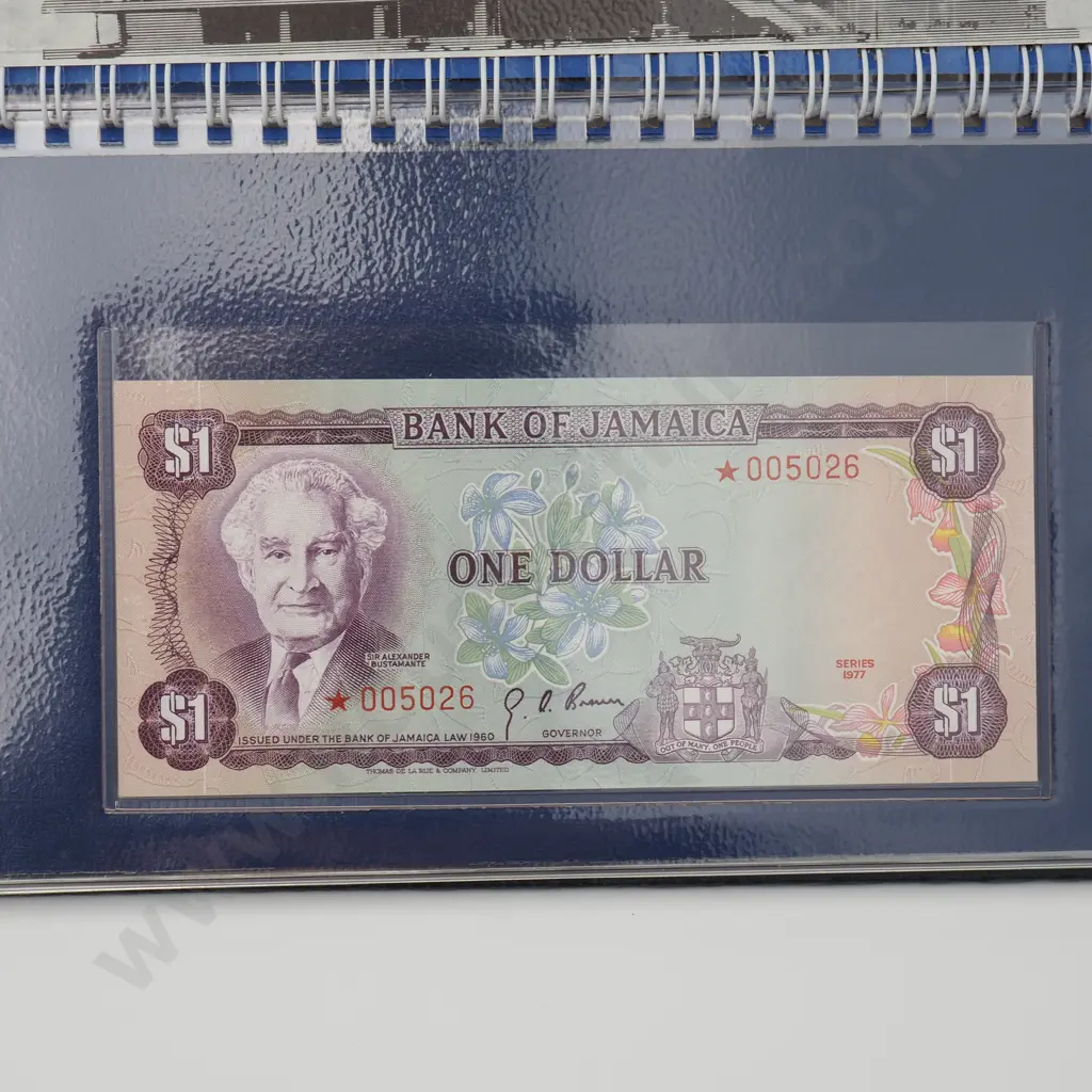 JAMAICA Bank of Jamaica set of four UNCIRCULATED notes, 1977, $1-$10, each with serial number 5026, with matching set of Image 1++