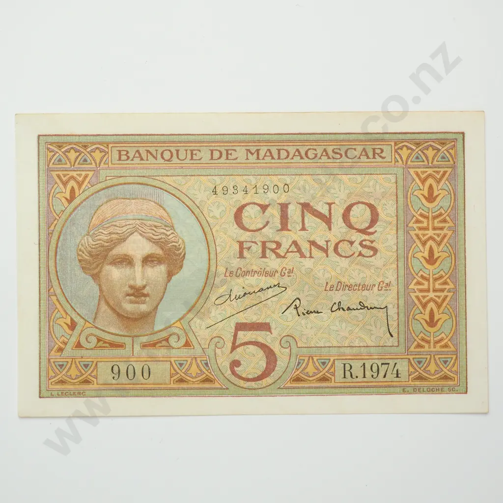 MADAGASCAR 5 francs, 1937, UNC Image 1++