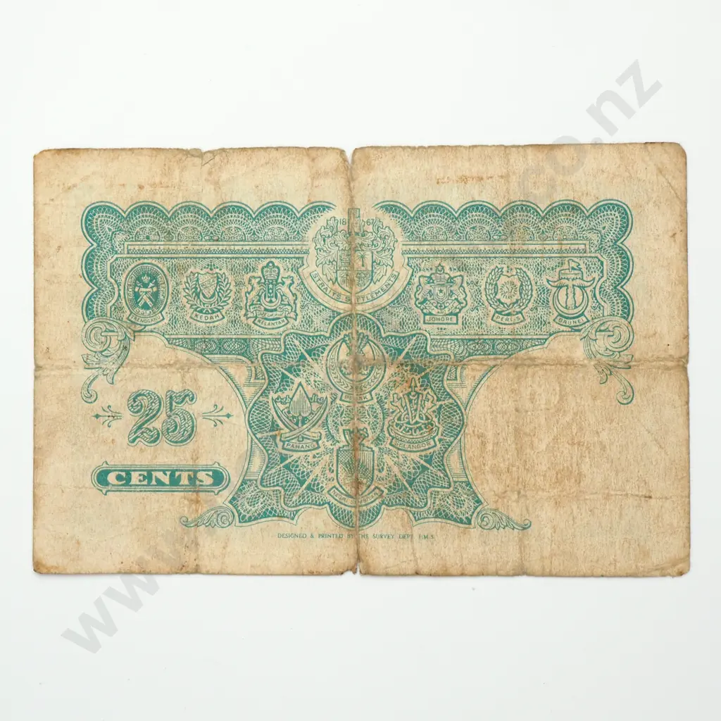 MALAYA 25 cents, 1940, VG Image 1++