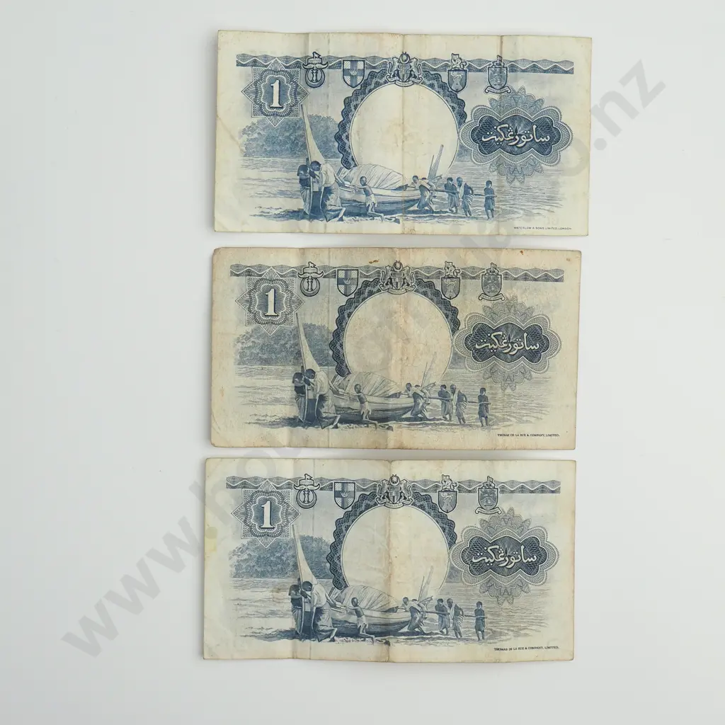 MALAYA & BRITISH BORNEO 3 x 1 dollar, 1959, F Image 1++
