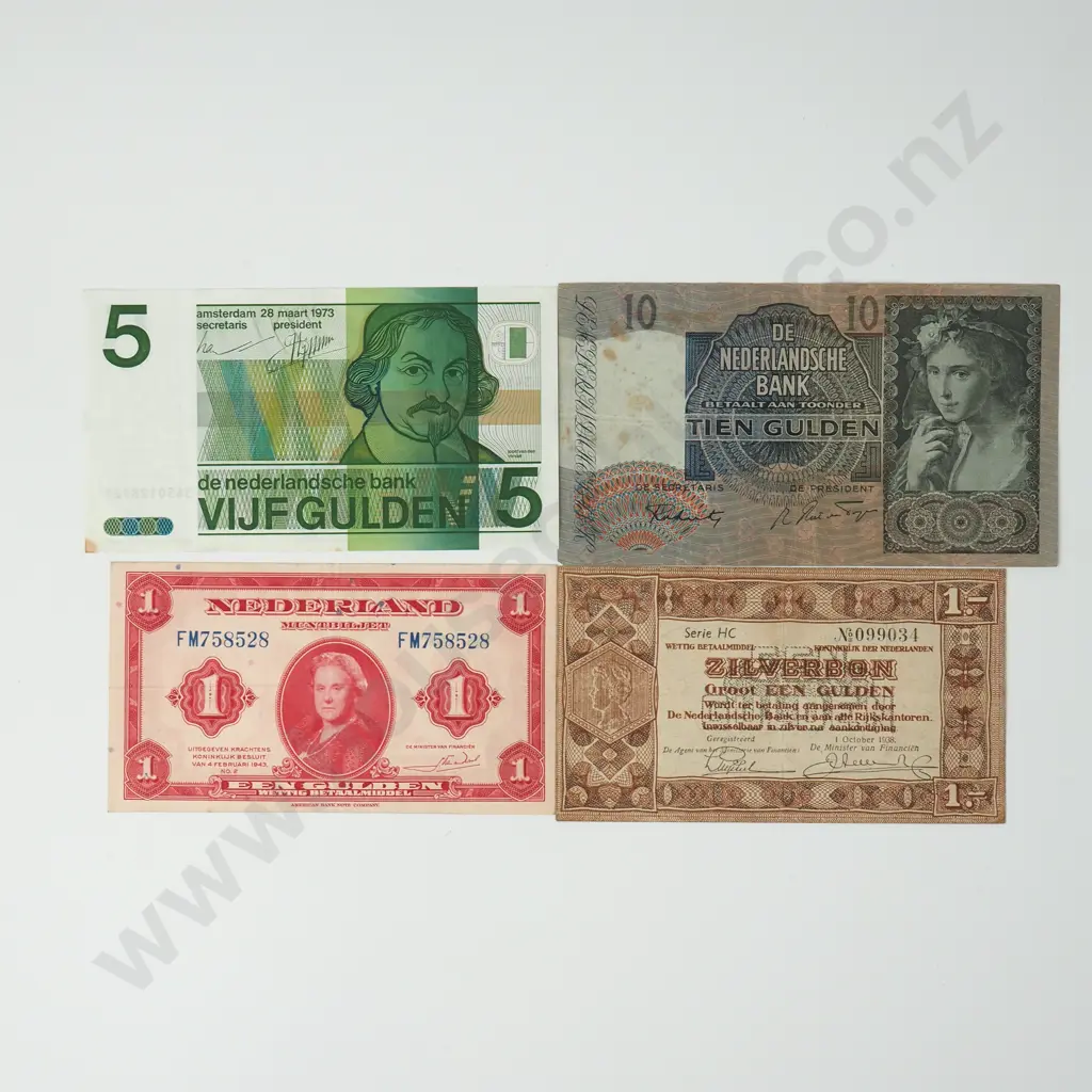 NETHERLANDS Four notes, 1938-1973, FINE-EF Image 1++
