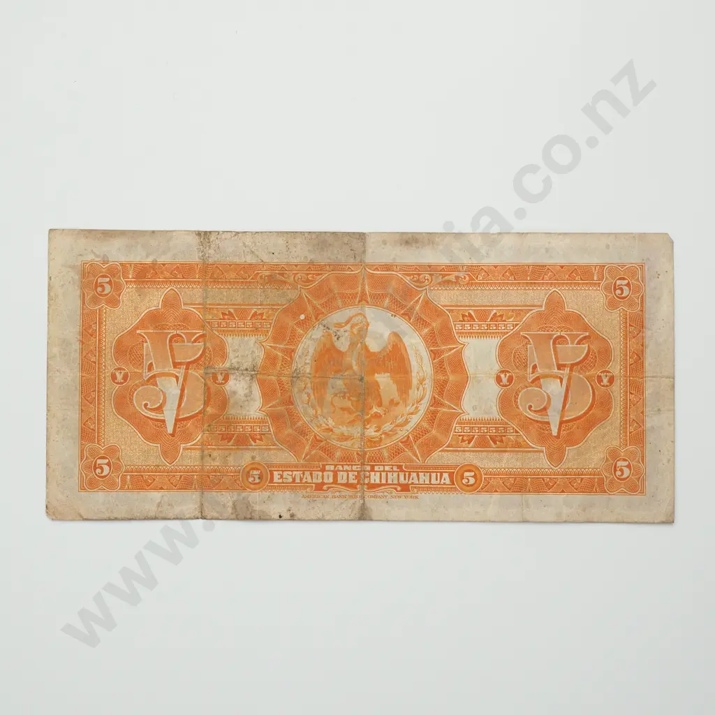 MEXICO Chihuahua 5 pesos, 1913, VG Image 1++
