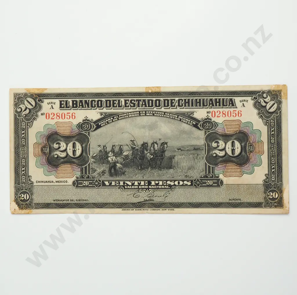 MEXICO Chihuahua 20 pesos, 1913, F Image 1++