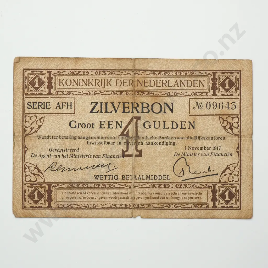 NETHERLANDS 1 gulden, 1917. VG Image 1++