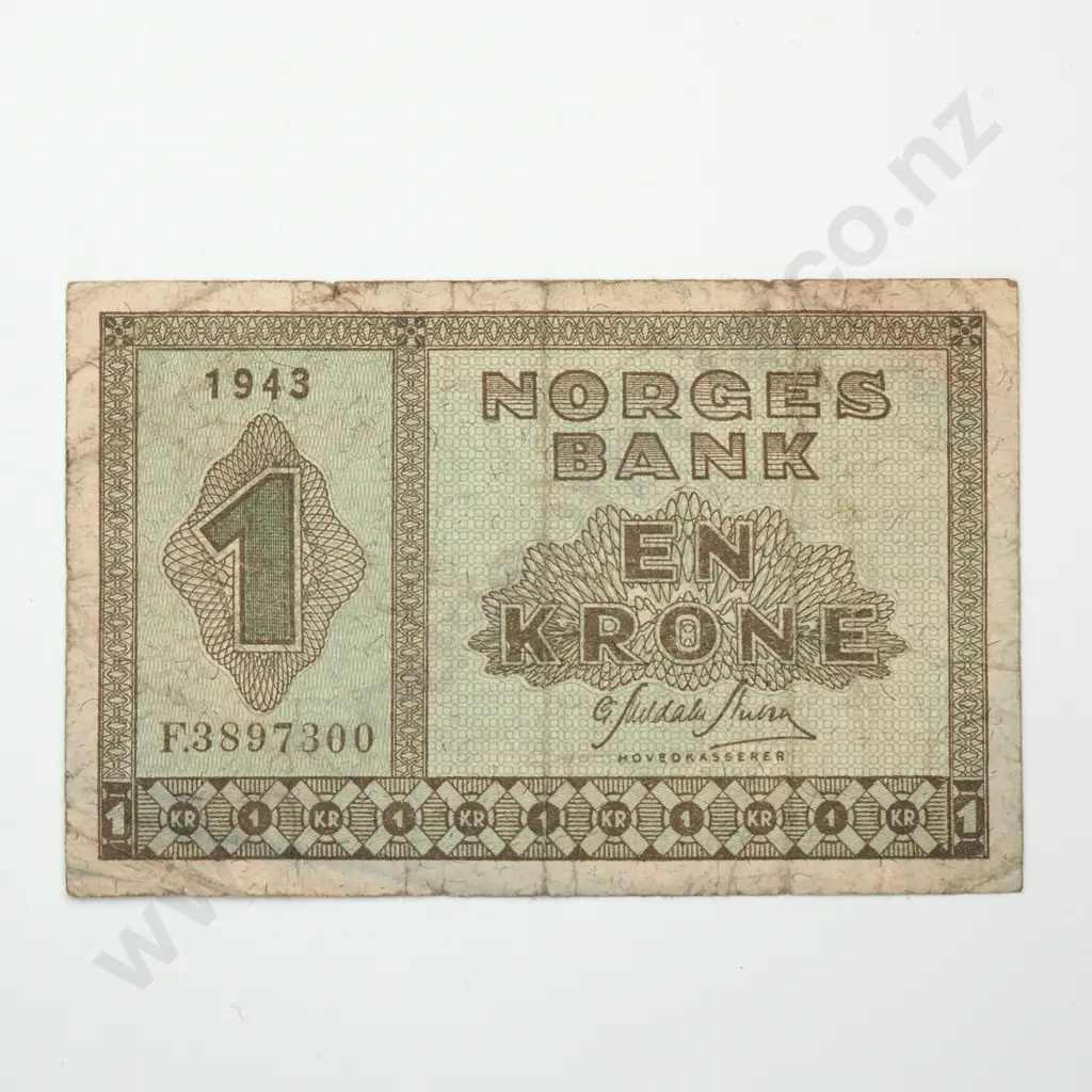 NORWAY 1 krone, 1943, F Image 1++