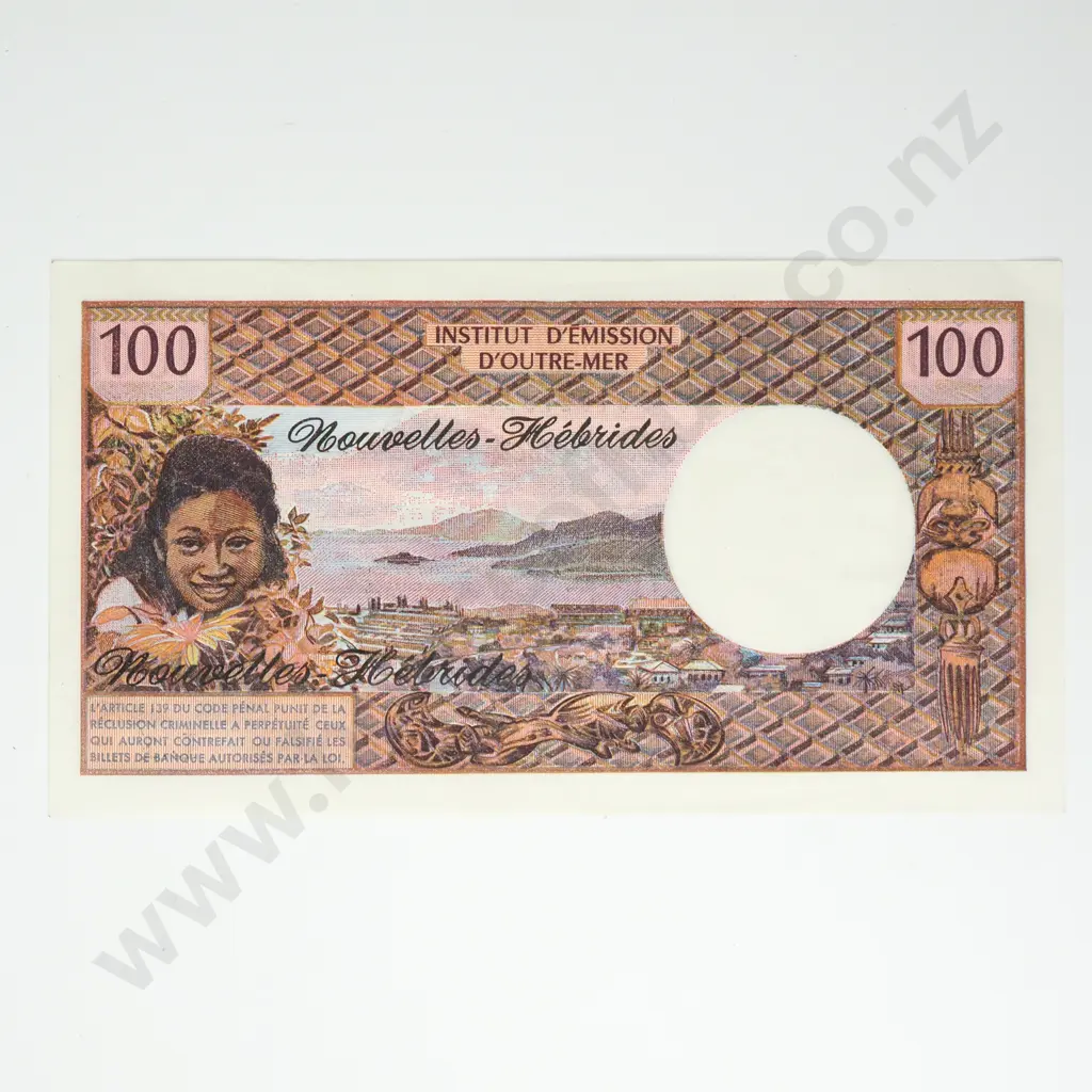 NEW HEBRIDES 100 francs, 1975, AUNC Image 1++